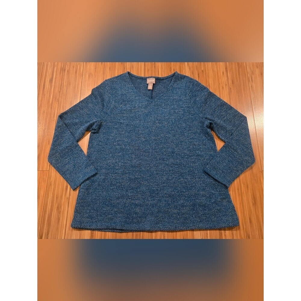 Chicos Medium Weight Teal-Blue V-Neck Knit Sweater
